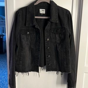 Black cropped denim jacket